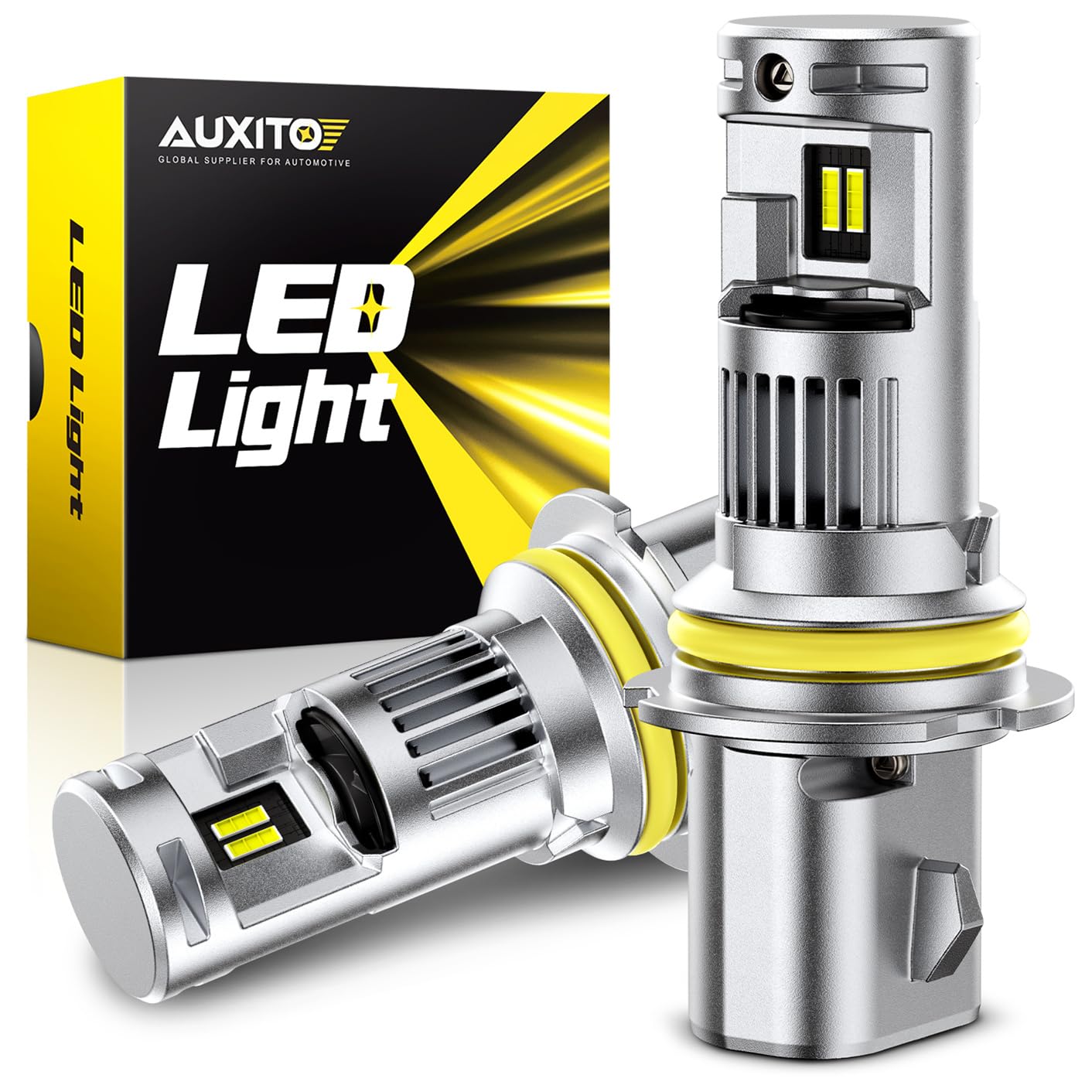 AUXITO 9004 Bulb, 1000% Brighter, 1:1 Mini Size No Adapter Needed, 5 Min Quick Install, No Flicker, 99% Compatibility, Pack of 2