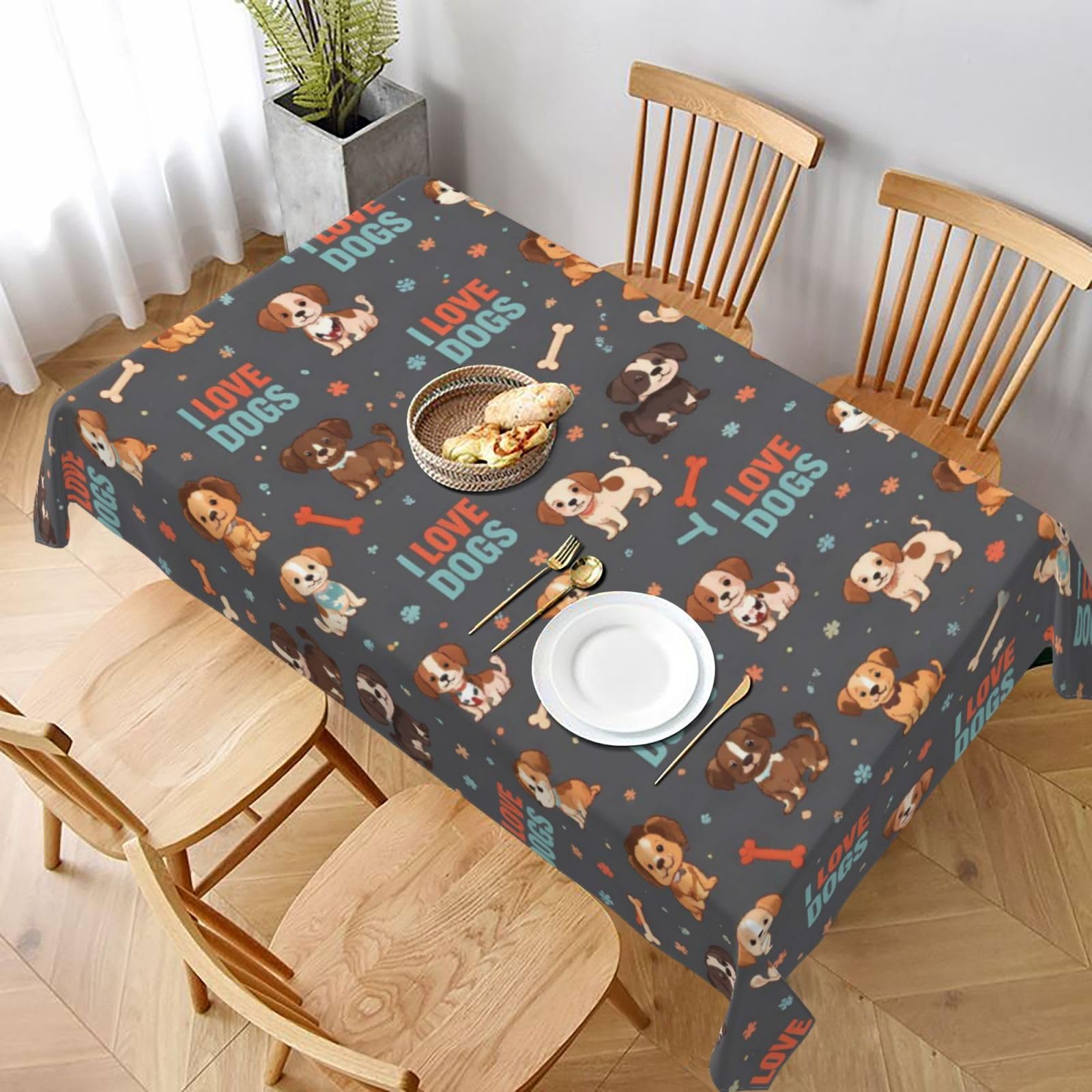 Nappe imprimé de chiots mignons pour des repas de fête chaleureux
