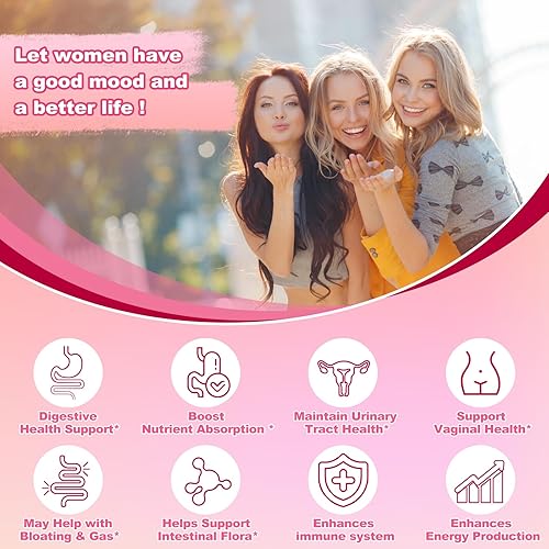 Miniatura 6 de KFG Probiótico para mujer, 100 mil millones de UFC, 20 cepas, con prebióticos orgánicos+arándano y D-manosa, para aumentar la salud inmunológica,