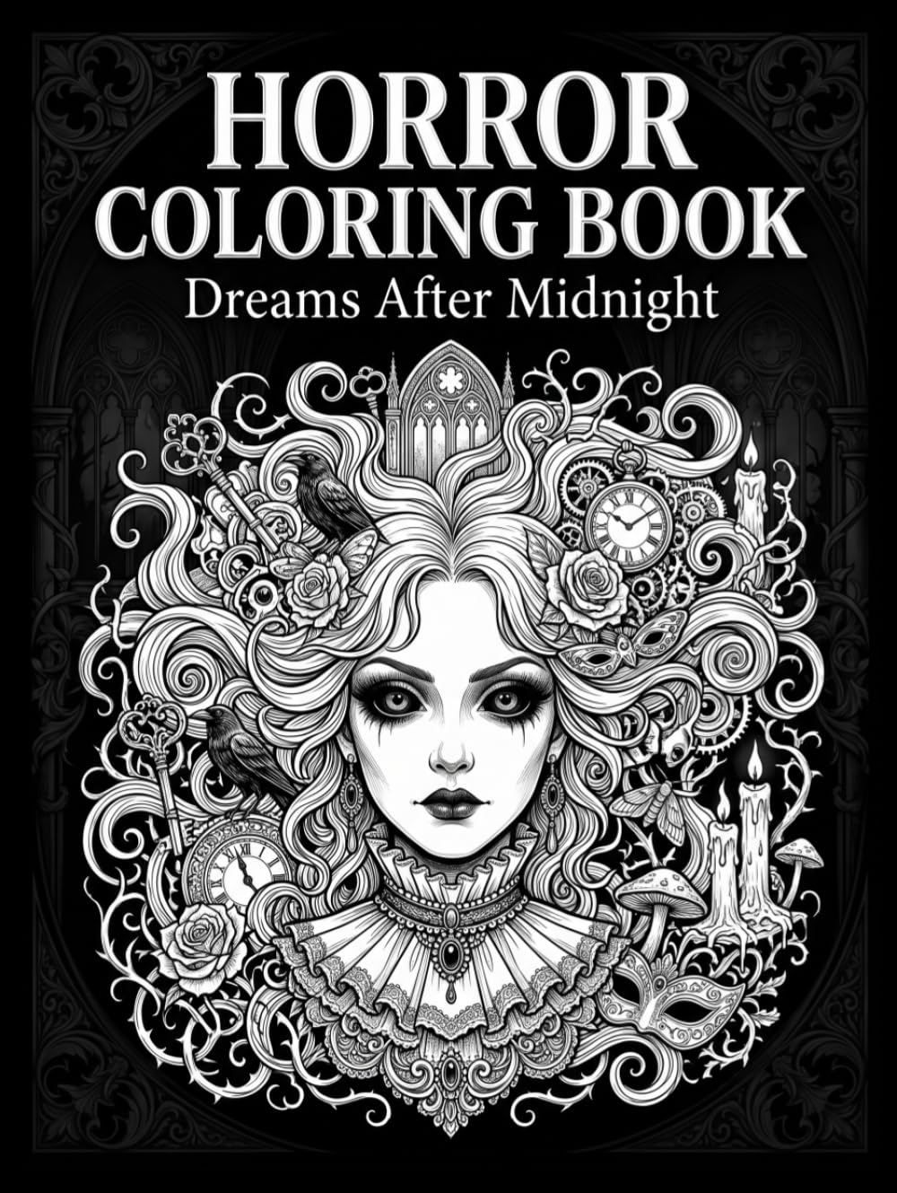 Horror Coloring Book: 50 Intricate Gothic, Dark Fantasy & Surreal Horror Illustrations for Adults and Teens