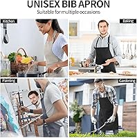 Vista 7 de Perinsto Waterproof Apron With 2 Pockets Kitchen Chef Aprons Bibs For Cooking Baking Painting Gardening Grooming Aseo (blanco)