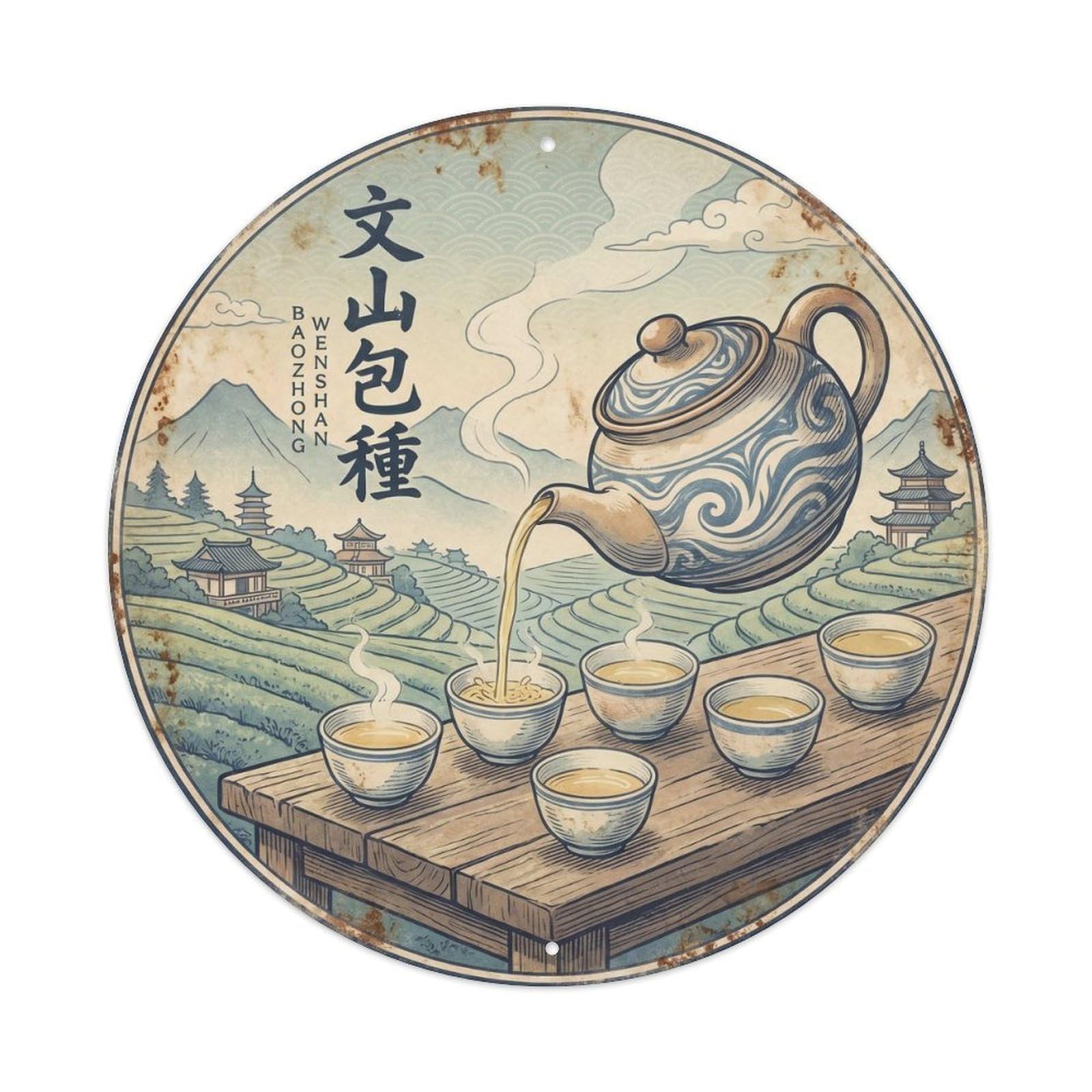 Infusion Bar Tea Cup Taiwan Travel Heritage Woodblock Metal Tin Sign