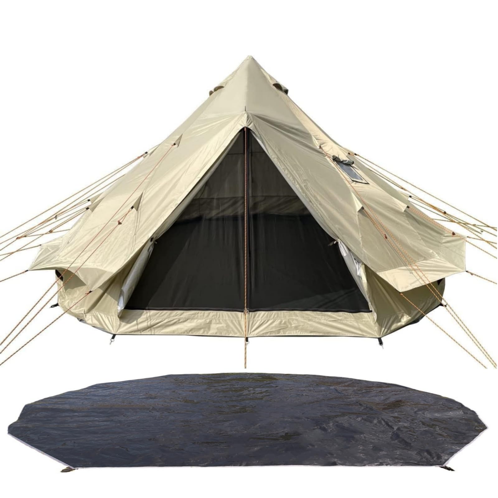 DANCHEL OUTDOOR B2 Portable Yurt Tent for Camping, 4 Season Tent with Stove Jack Waterproof Sun-Proof 300D Oxford Nylon, 4/6 Perosn Hot Tent Bell Tent House to Living Glamping Hiking, 4m/5m