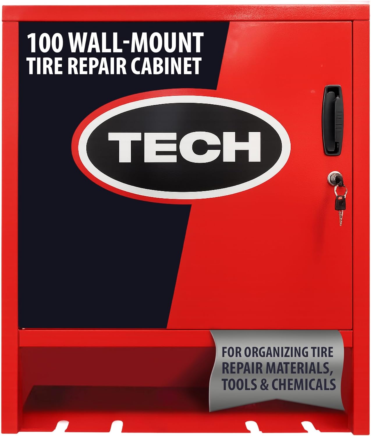 TECH 100 Wall-Mounted Garage Cabinets - Tire Repair Cabinet for Organizing Tools, Materials, and Chemicals with Single Locking Door and Drawer - Heavy Duty Storage for Garage, Basement, or Workshop