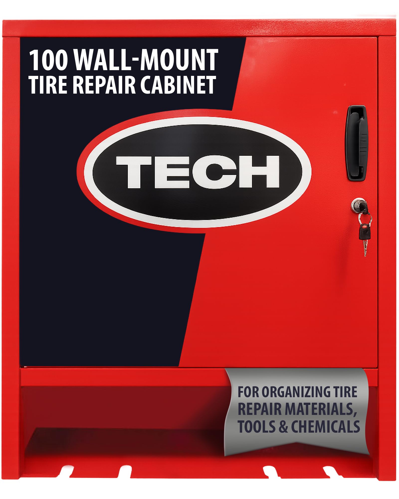 TECH 100 Wall-Mount Tire Repair Cabinet for Organizing Tire Repair Materials, Tools and Chemicals