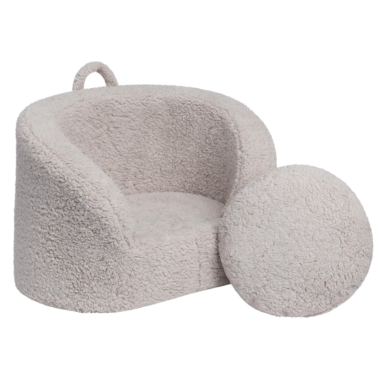 alimorden snug-arch toddler couch, comfy foam baby chair, ergonomic toddler chair with a snug embrace design for boys and girls, light gre