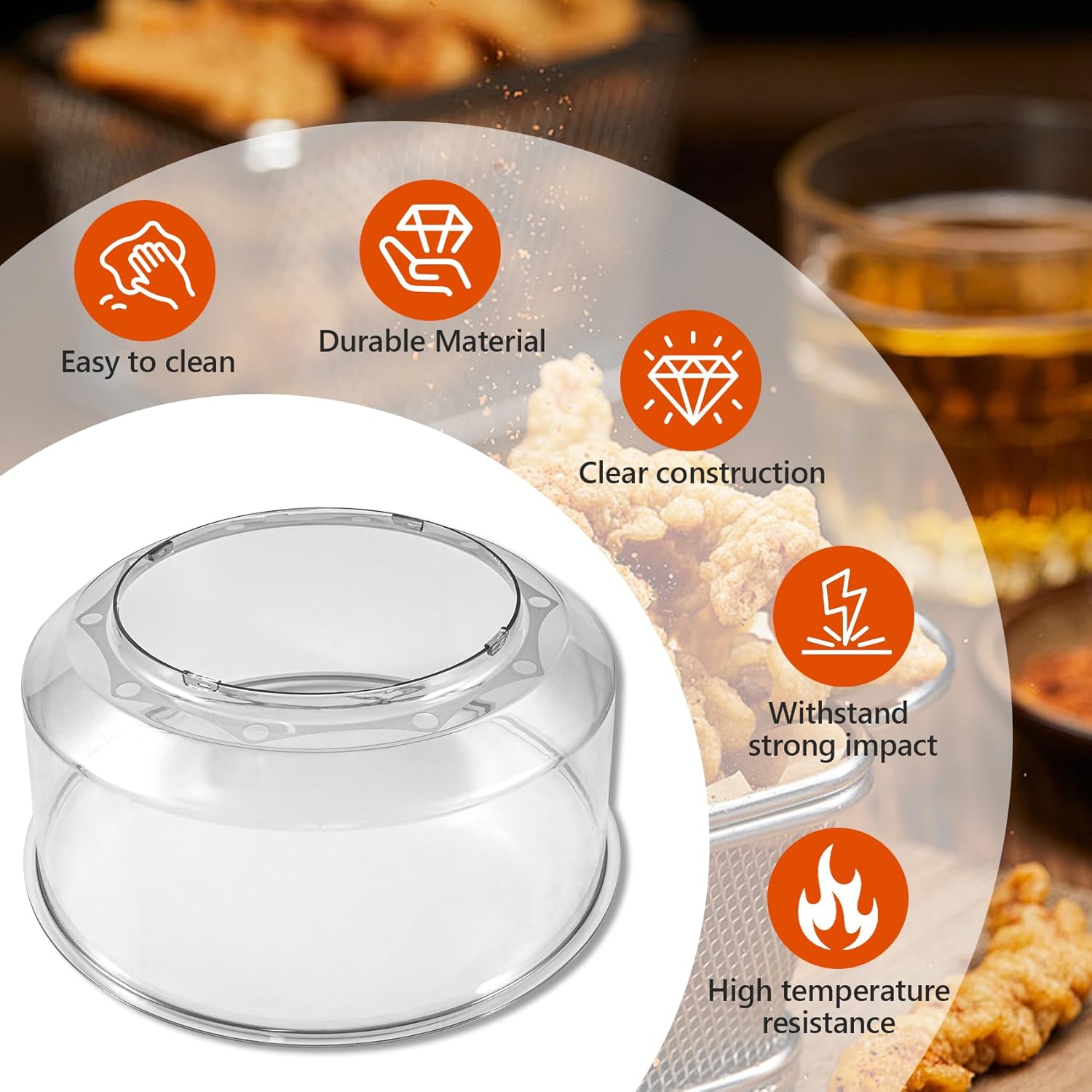 Clear Power Dome Replacement for Nuwave Oven Pro Plus, Impact and Heat Resistant Transparent Plastic Hood Cover, Easy to Clean Oven Dome Replacement Part