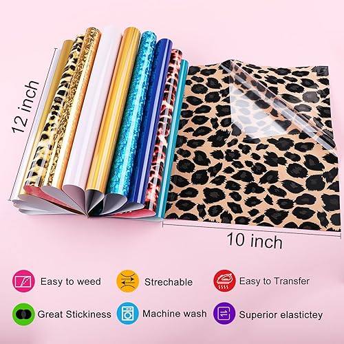 Miniatura 3 de CAREGY Vinilo de transferencia de calor HTV para planchar en camisetas de 12 x 10 pulgadas, 16 hojas (blanco y negro)