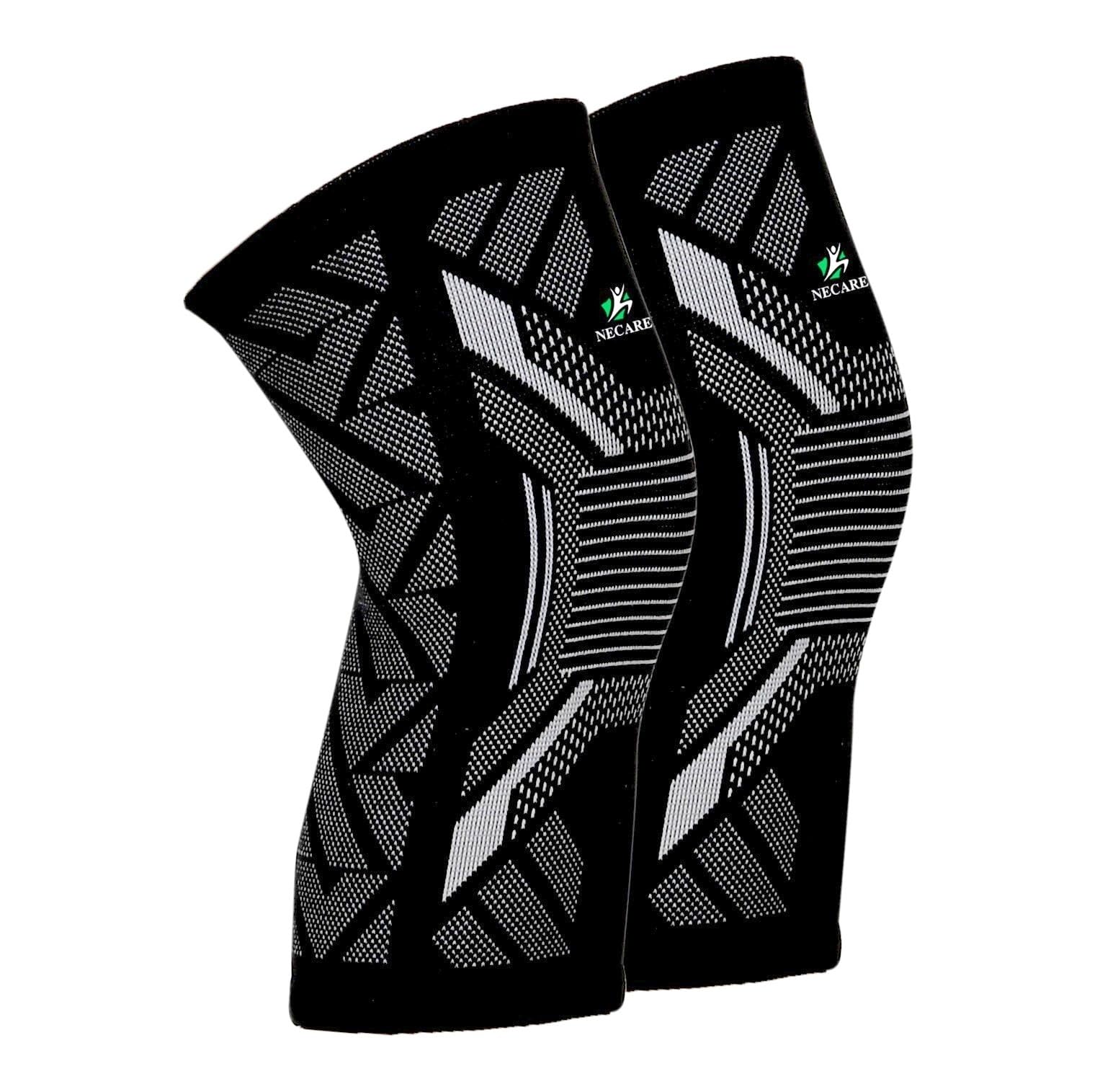 NECARE Premium Nylon Orthopedic Compression Knee Cap/Sleeves (1 PAIR) For Sports, Pain Relief, Exercise/Workout, Running/Jogging, Cycling, For Men And Women (XL, Black-Grey) (B0CD9G4K58) Amazon Price History, Amazon Price Tracker