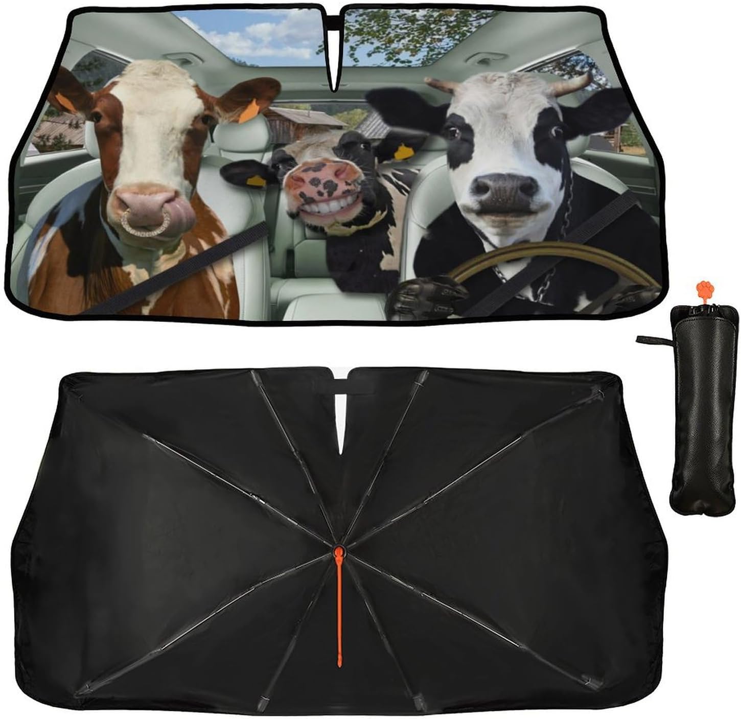 Socira Cow Car Windshield Sunshade Umbrella Foldable Cattle Umbrella image 2