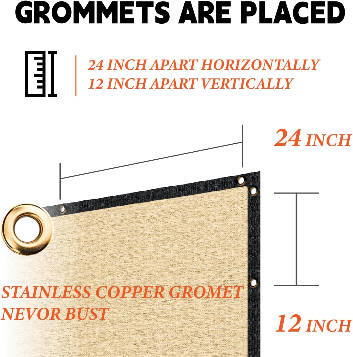 Square Shade Cloth 20' x 30' Beige, 90% UV Protective, Patio Pergola Awning Shade Cover with Grommet, Water Permeable, Breathable, Custom