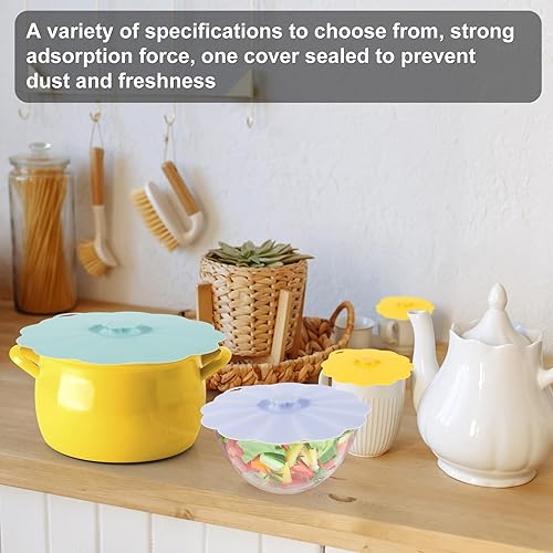 Miniatura 6 de Juego de 5 tapas de silicona, tapas de silicona reutilizables para almacenamiento de alimentos, 5 tamaños para adaptarse a la mayoría de los