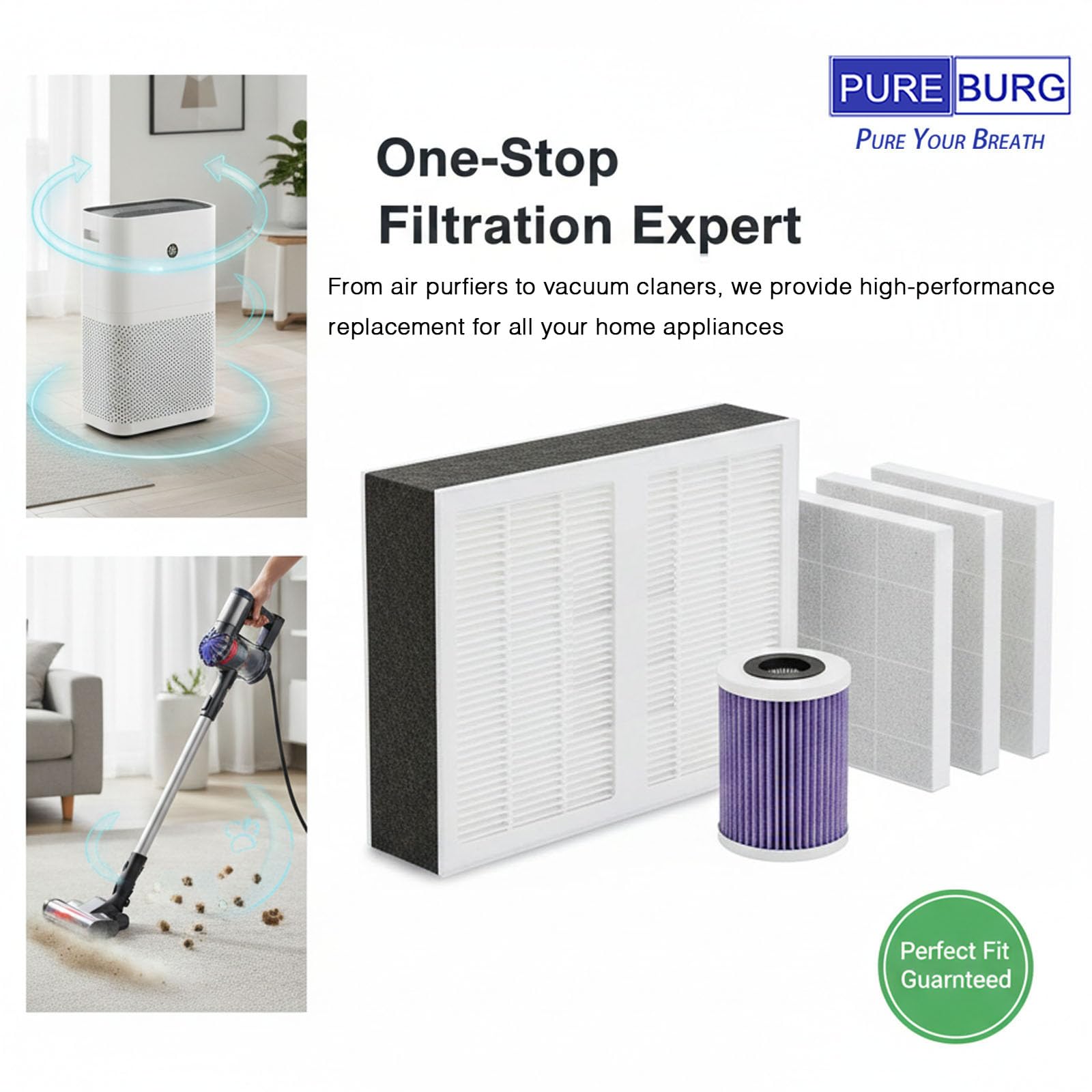 PUREBURG FY3200/30 Filtro di ricambio compatibile con purificatori d'aria Philips Serie 3200 AC3210 AC3220 e AC3221, confezione da 1 (2 pezzi) H13 HEPA a carboni attivi