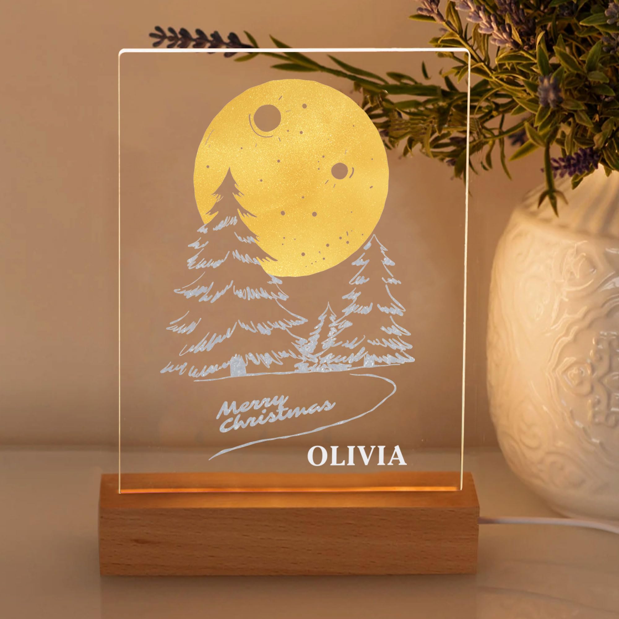 Personalised Christmas Cards Gifts Custom Light Up Christmas Cards 2026 Acrylic Personalised Gifts Xmas Gifts with Any Text for Daughter Son Grandson Nephew Boys Girls Bedroom Decor (Design 2)