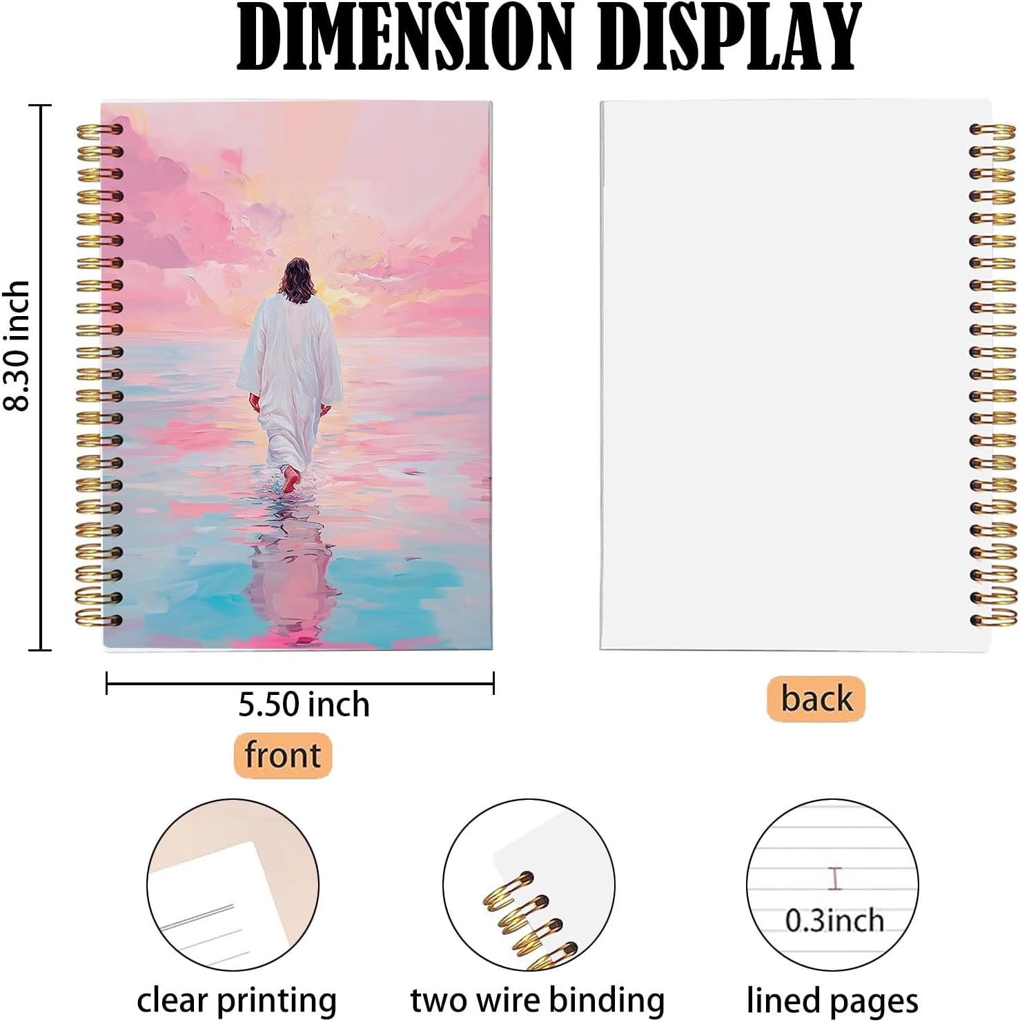 Jesus Christ Spiral Notebook, Jesus Christ Walking on Water, Church Notes Journal, I Will Walk With Christ LDS, Home & Office, Spiral Bound 5.5x8.3 - Image 7