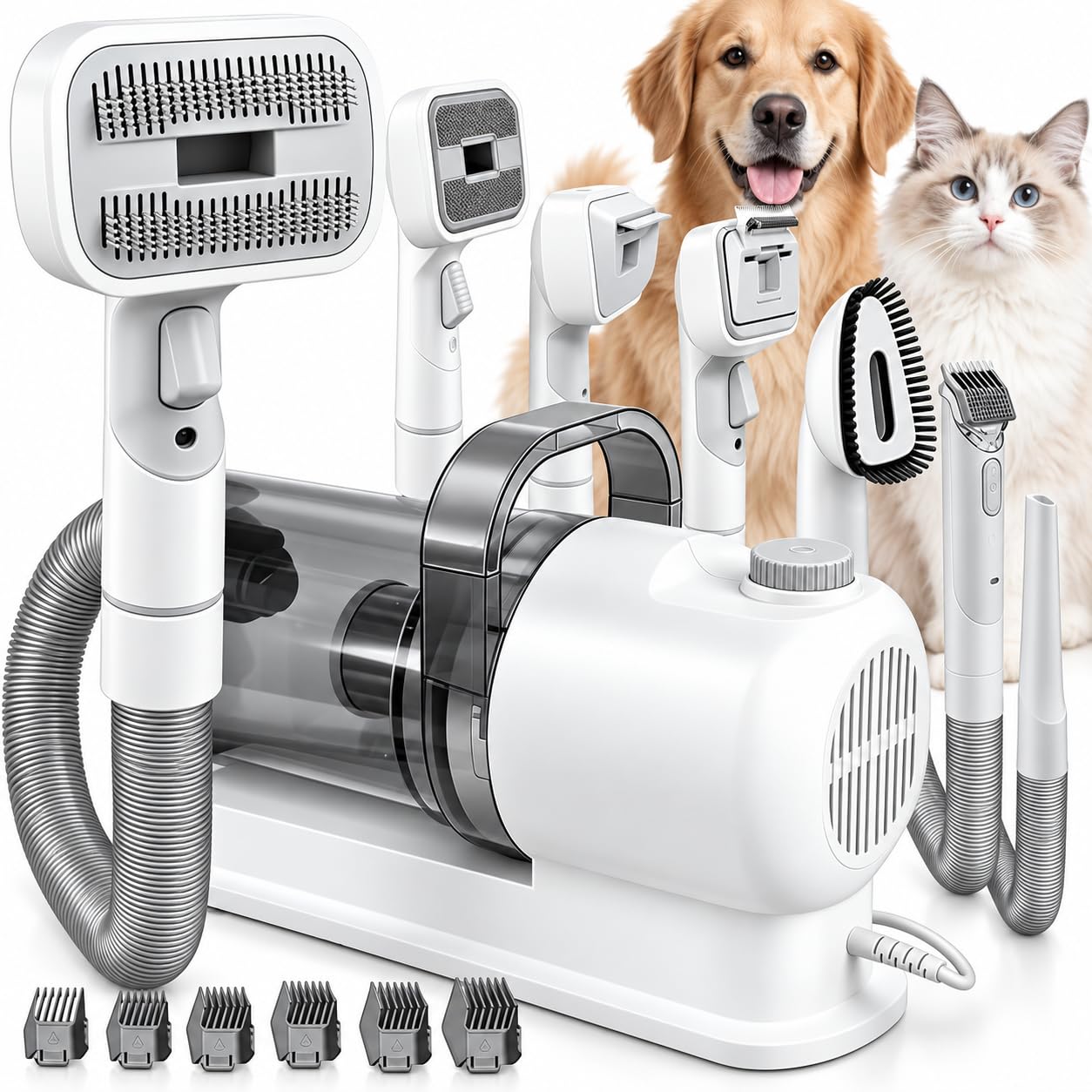 12 en 1 Aspiradora para Pelo de Perro y Gatos,kit de Aspiradora de Aseo para mascotas,2.5 L Caja recolectora de polvo,Adecuado para peluquerías caninas y uso doméstico en limpieza del pelo mascotas