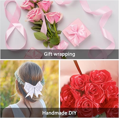 Miniatura 6 de NESCCI - Cinta de 100 yardas, cinta de satén de 1-12 pulgadas, cintas de satén de una cara, perfectas para envolver regalos, decoración de boda,