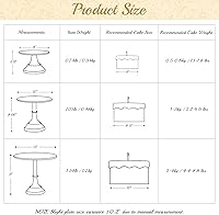 Vista 2 de HBlife Juego de 3 soportes blancos para pasteles (plato de 8"/10"/12") para pasteles de 6-10 pulgadas, juego perfecto para exhibición de mesa