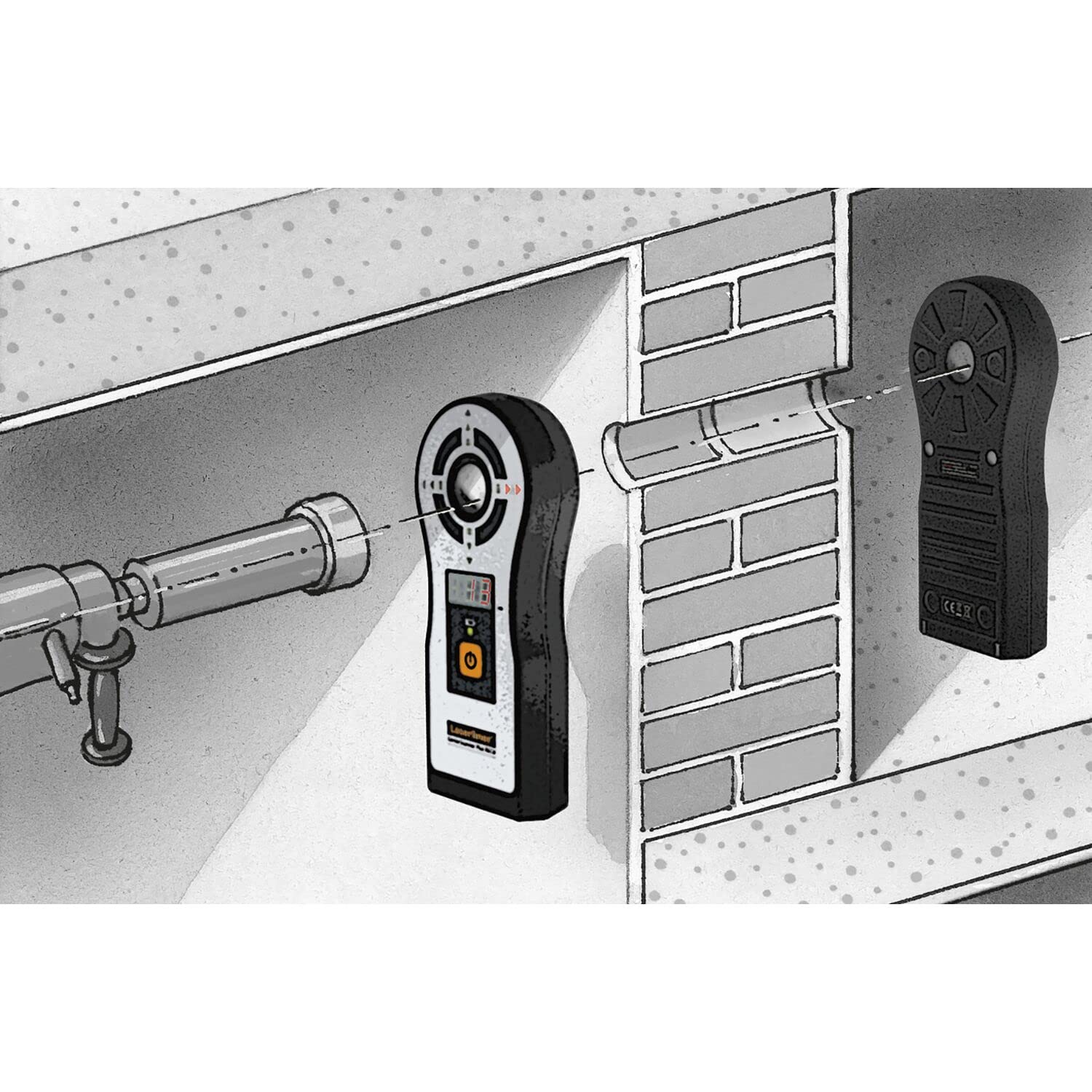 Laserliner CenterScanner Plus - Nivelador láser (Negro, Gris, -30 - 40 °C, -40 - 60 °C, 75 mm, 28 mm, 172 mm)
