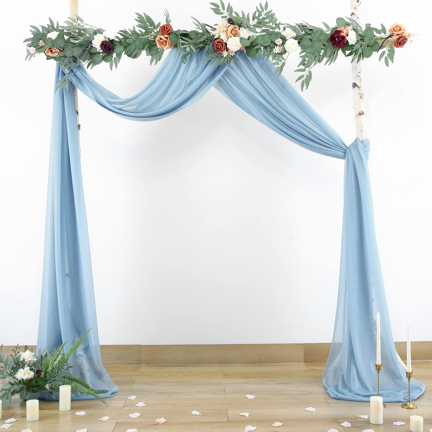 PARTISKY Wedding Arch Draping Fabric 1 Panel 6 Yards Powder Blue Sheer Backdrop Curtain Fabric Drapery for Arbor Wedding Archway Ceremony Party Ceiling Decor Backdrop