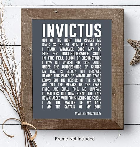 Miniatura 7 de Invictus Poem Quote Wall Art Print - Motivational Inspirational Home Decor for Bedroom, Den, Office, Classroom or Dorm Room - Makes a Great Gift for