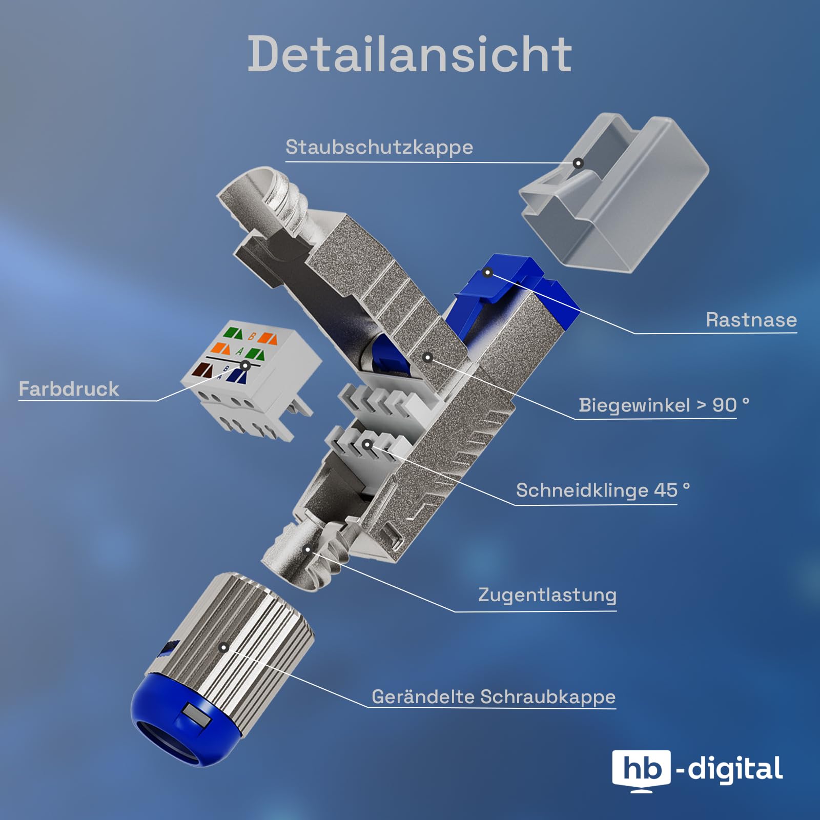 HB-DIGITAL 1x CAT 8.1 RJ45 netwerkstekker krimpstekker voor Ethernet HB-DIGITAL 1x CAT 8.1 RJ45 netwerkstekker krimpstekker voor Ethernet