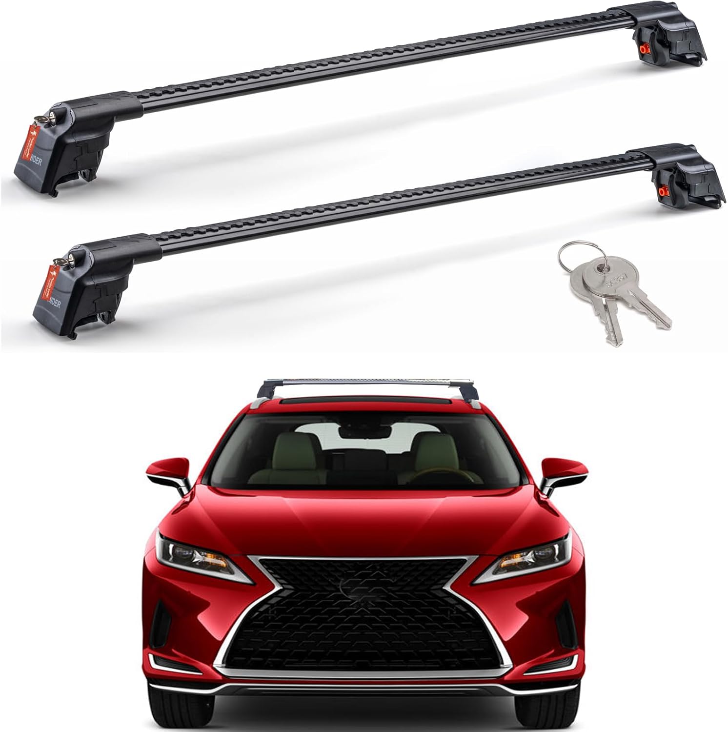 Roof Racks Cross Bars for Lexus RX450h RX450hL 2016-2024 Aluminum in Black or Gray Cross Bar Rooftop Cargo Carrier Luggage Kayak Canoe Bike Carrier (Gray)