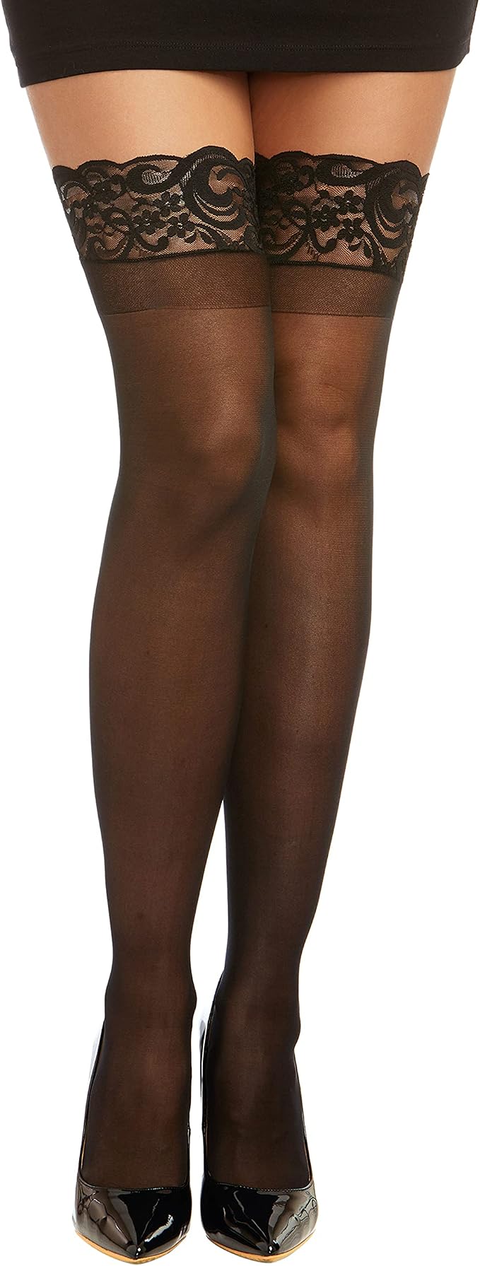 Dreamgirl Women's Sheer Lace Top Thigh 
