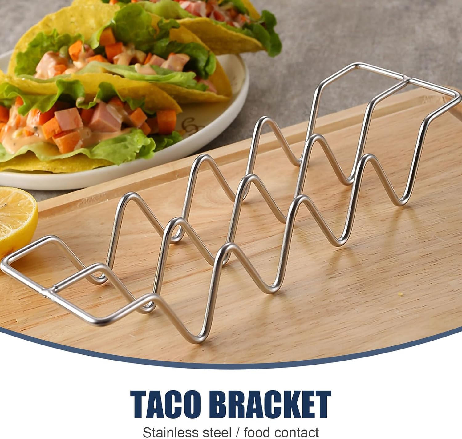Taco Stand Silver Stainless Steel for Pancakes and Hot Dogs