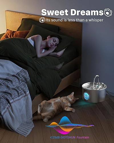 Miniatura 5 de Fuente de agua para gatos de acero inoxidable fuente para gatos de 74 oz2.2 L para beber - Fuente de agua para mascotas para gatos en el interior -