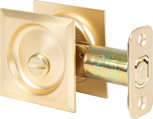 Cerradura de puerta de bolsillo cuadrado contemporáneo, pestillo de privacidad (camabaño), 2-34" fondo, RCL, latón satinado por Stone Harbor Hardware Cerradura de puerta de bolsillo cuadrado contemporáneo, pestillo de privacidad (camabaño), 2-34" fondo, RCL, latón satinado por Stone Harbor Hardware