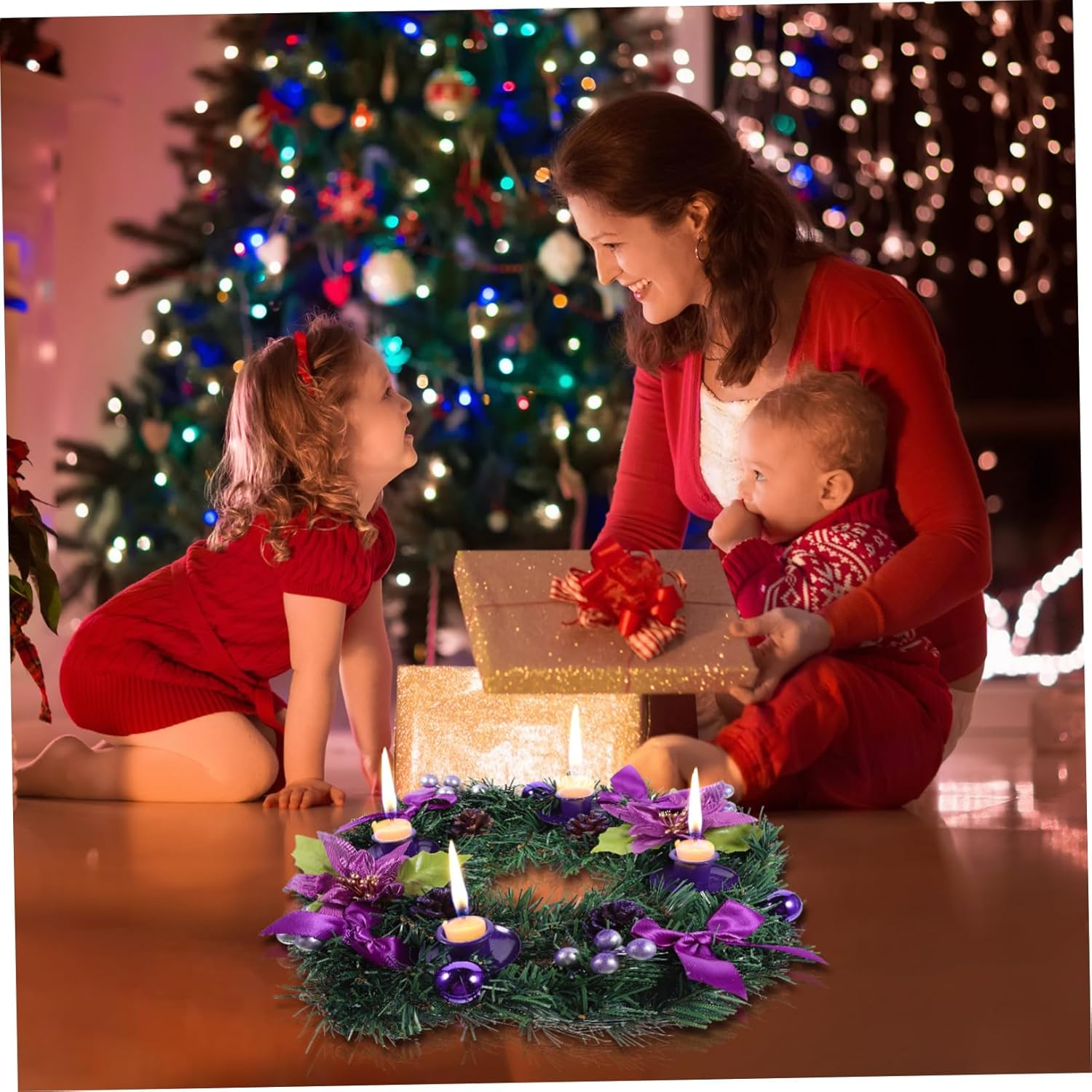 Cabilock 1pc Christmas Wreath Candle Holder Festive Centerpiece for Dinning Table for Holiday Decor Advent Season Warmth and Atmosphere for Home Decoration