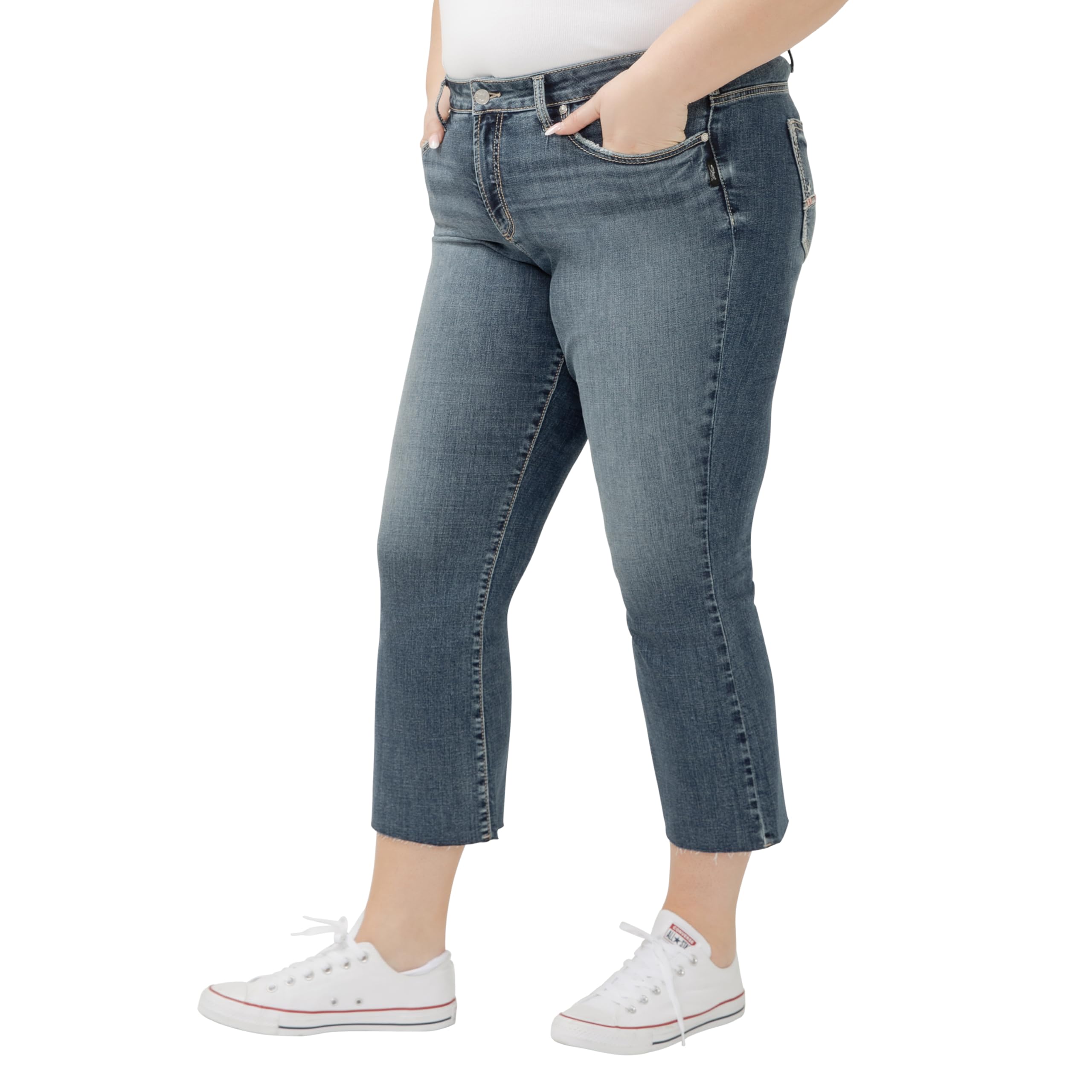 Silver Jeans Co. Plus Size Suki Mid Rise Curvy Fit Kick Flare Leg Jeans, Luxe Stretch Glory, 58 Donna