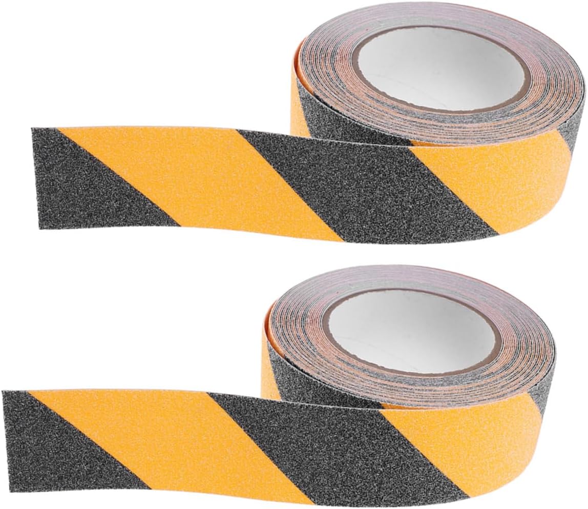 2 Rolls Anti Slip Grip Tape for Stairs Heavy Duty Pvc Safety Traction Tape 50mm X 10m Black Yellow for Indoor and Outdoor Steps