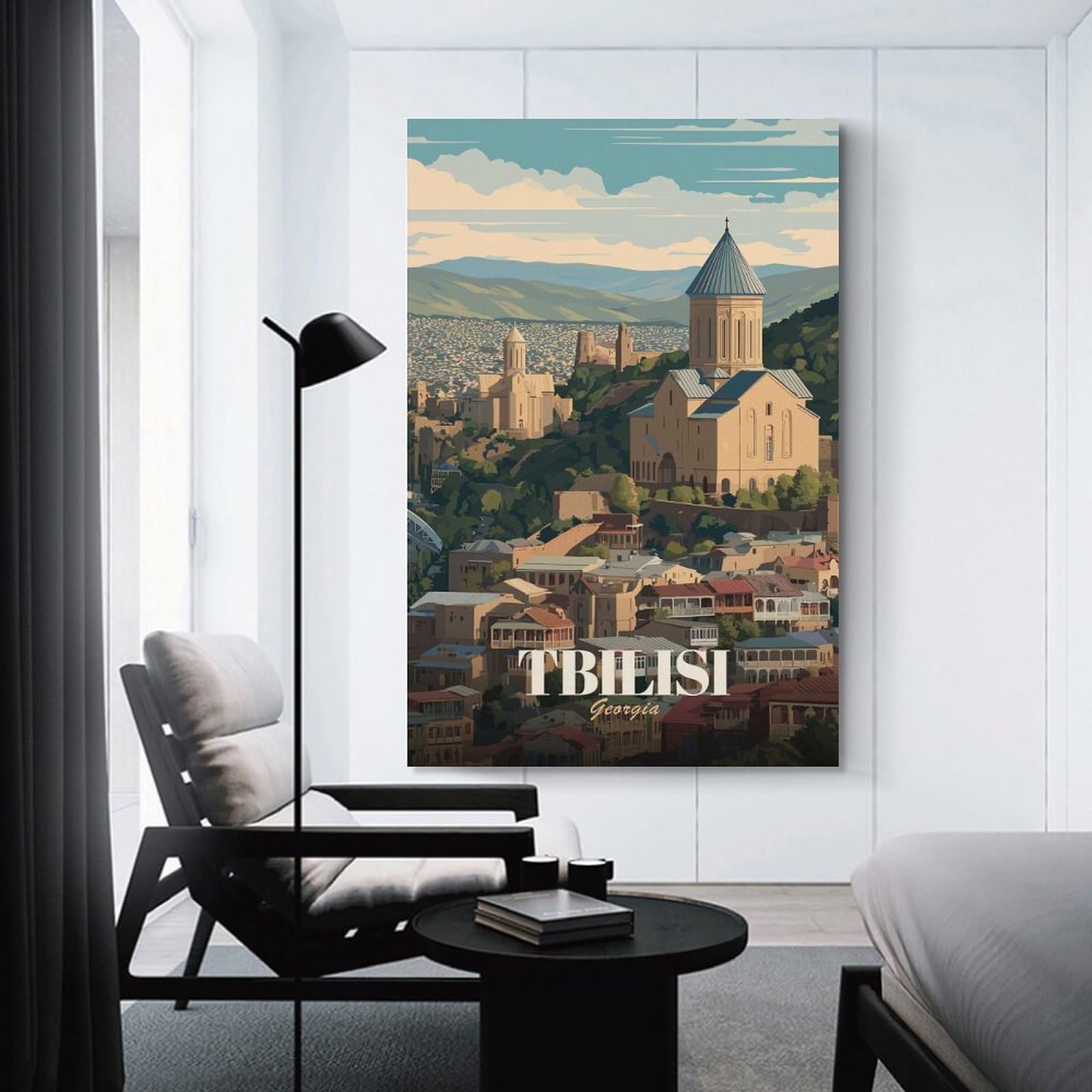 Junmoney Tbilisi Georgia Cityscape Illustration Wall Picture Print 08x12inch(20x30cm), for Lounge Decor, Offices Or Entryway Styling, Versatile Wall Decor for Many Rooms