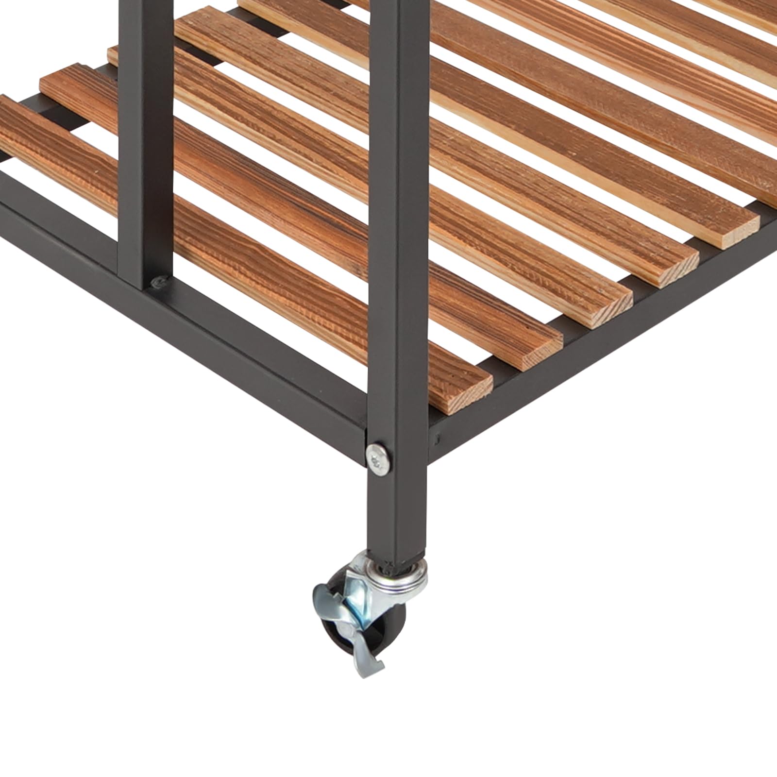 3-Etagen Pflanzenregal Bewegliches Pflanzentreppe Pflanzenständer mit 4 Rollen 100x40x102cm, Stabiles Metall Blumenständer für Balkon Garten Wohnzimmer (Schwarz)
