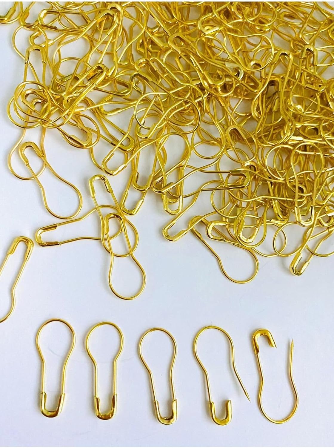 50 Pieces Bulb Shaped Gold Color Safety Pins Metal Fasteners for Sewing Crafts Jewelry Making