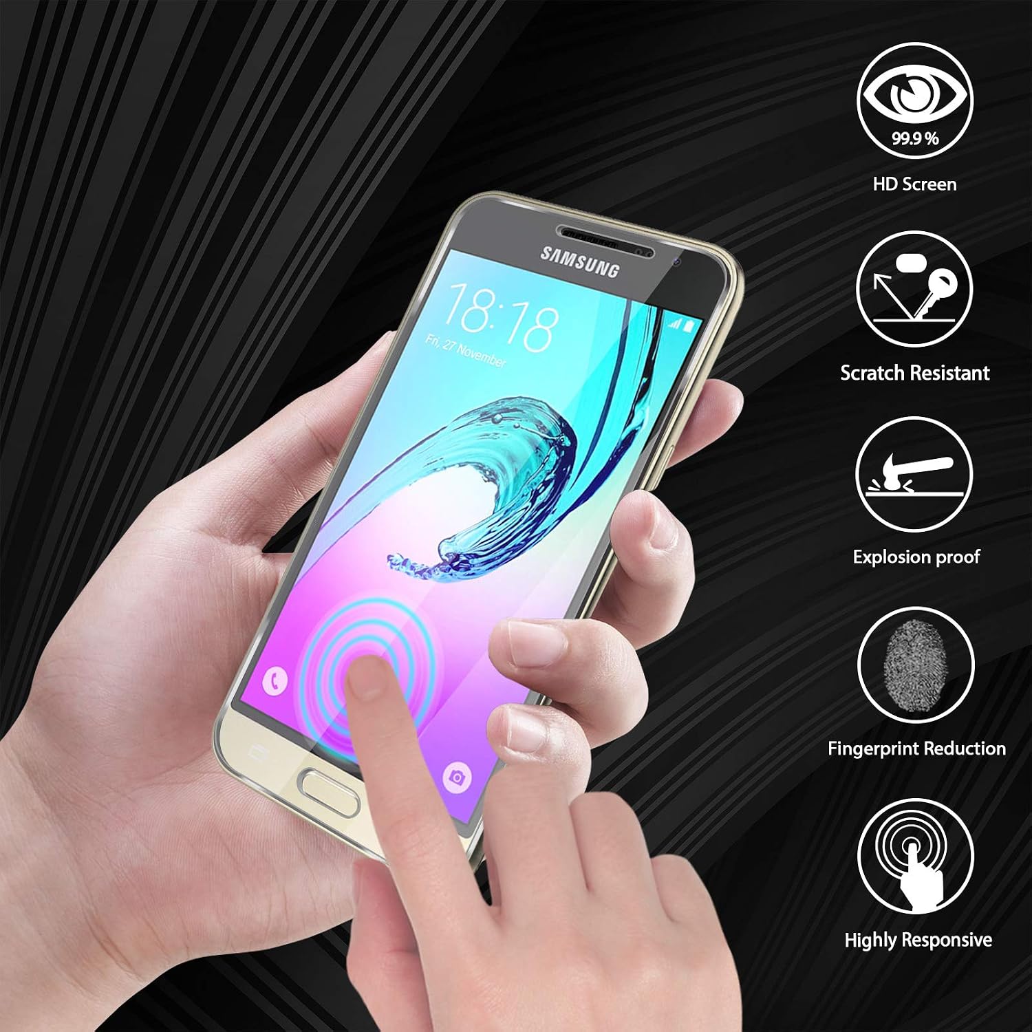 [2 Pack] Orzero Tempered Glass Screen Protector for Samsung Galaxy J3 / J3 Nova / J3 Sky/Express Prime/Amp Prime Anti-Scratch, Anti-Fingerprint, Bubble Free [Lifetime Replacement Warranty]
