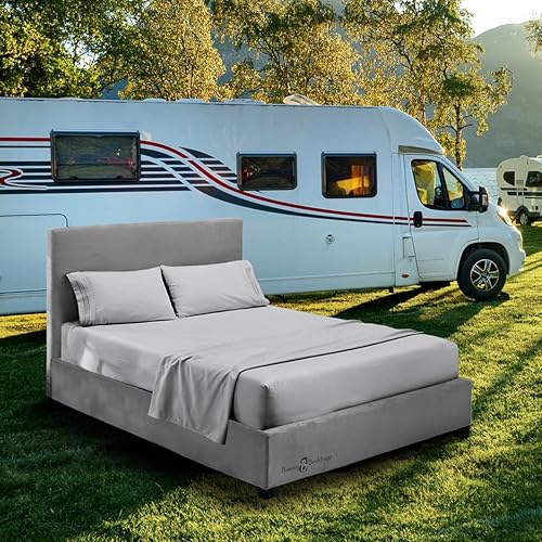 Breezy Beddings Juego de sábanas de 800 hilos para autocaravana, tamaño King, 72 x 75 pulgadas, color gris claro, de algodón egipcio sólido, para