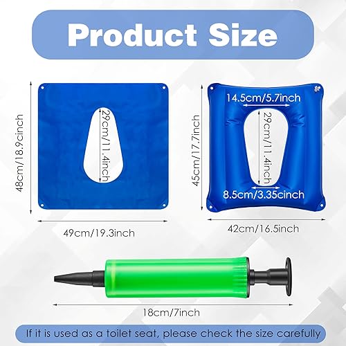 Miniatura 2 de Nuanchu Cojín cuadrado inflable transpirable cómodo inflable para asiento de aire e inflador para sentarse, inodoro, oficina, silla escolar, silla