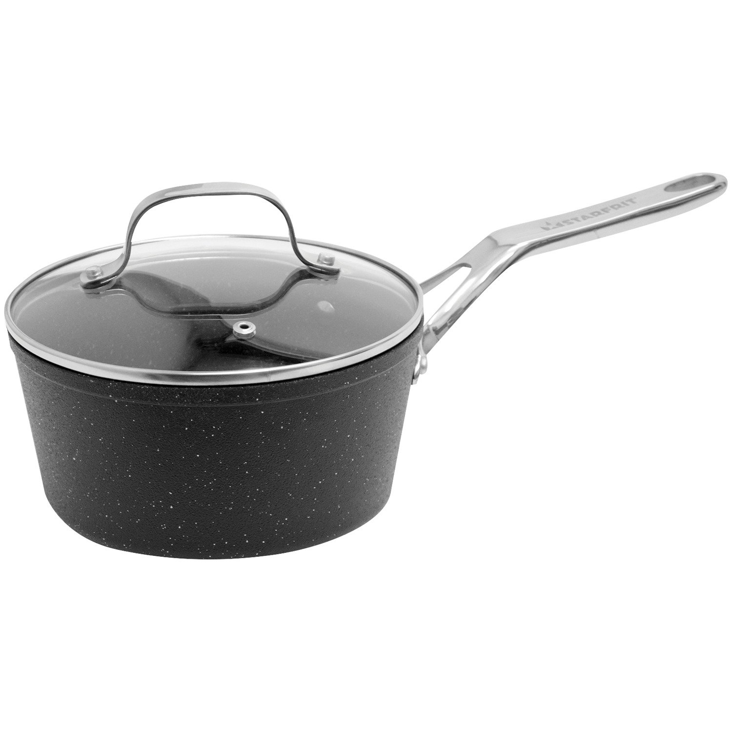 StarfritThe Rock by 2-Quart Saucepan with Glass Lid and Stainess Steel Handle, Black