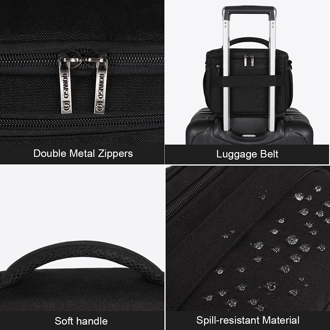 DOMISO - Borsa a tracolla impermeabile anti-shock per reflex DSLR compatibile con Nikon D90 D7000 D5300/Canon 60D 700D 5D2/Sony A580 A900/Olimpus/Fujifilm/Sony/Panasonic/Pentax/Samsung, colore: Nero