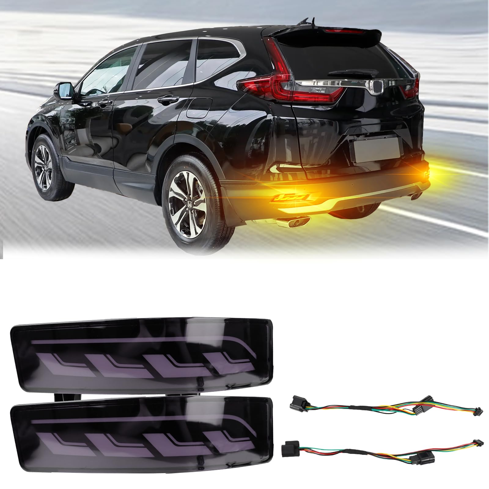 GEEGEETOP Full Lens LED Rear Reflector Bumper Fog Light Assembly kit for Honda CRV CR-V 2020 2021 2022,Turn Signal Light&Brake Light&Daytime Running
