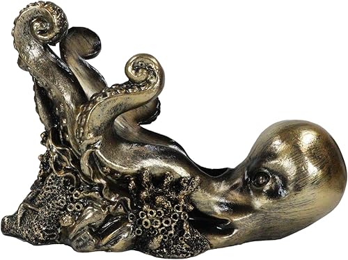 Ebros Gift Ocean's Misty Refreshment - Figura decorativa grande para botella de vino, pulpo de mar, gigante, marina, kraken, escultura, tentáculos,