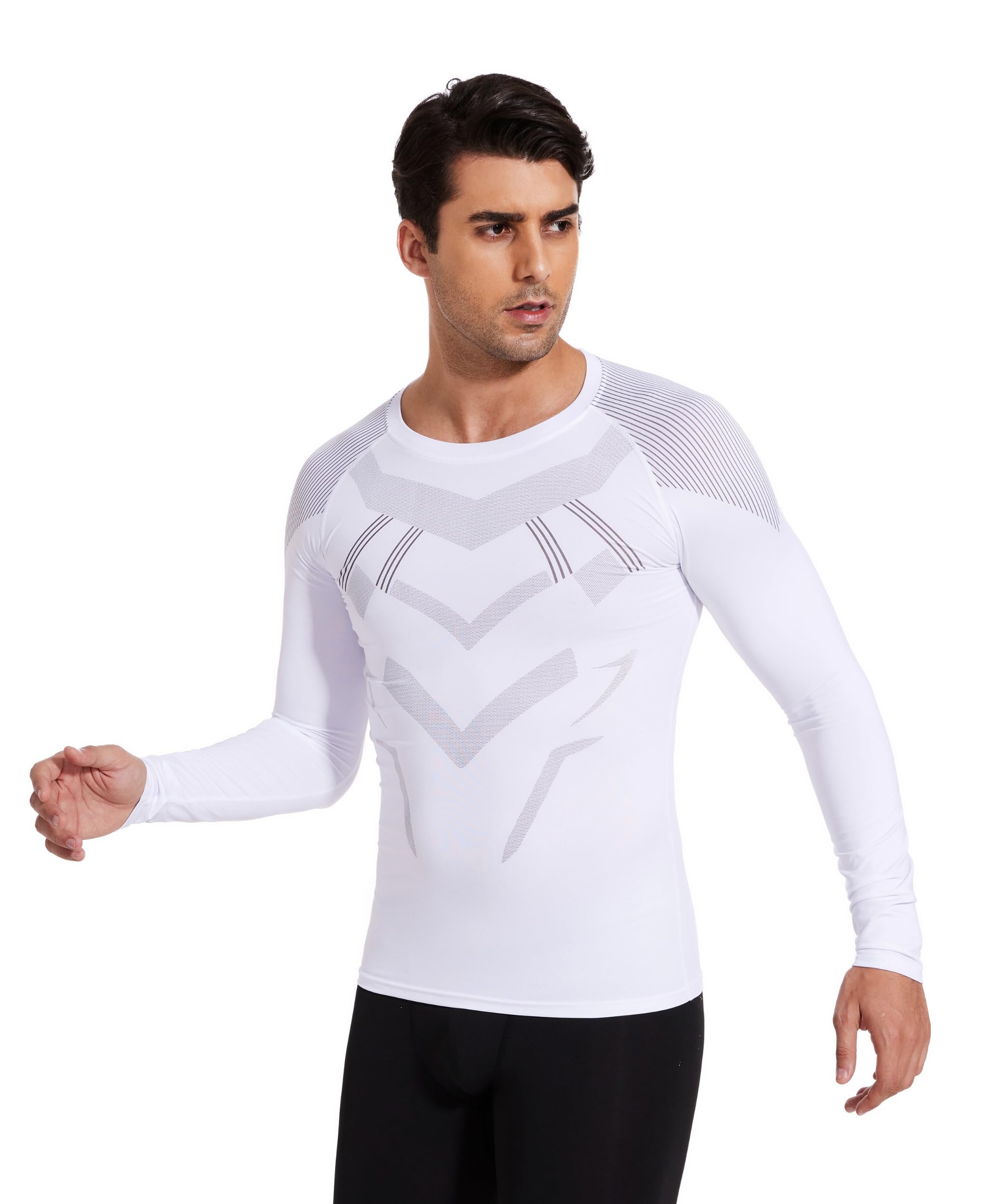 AMZSPORT Maglia Compressione Uomo Maglia Termica Manica Lunga Maglietta Palestra Compression Shirt Ciclismo Running Sportiva