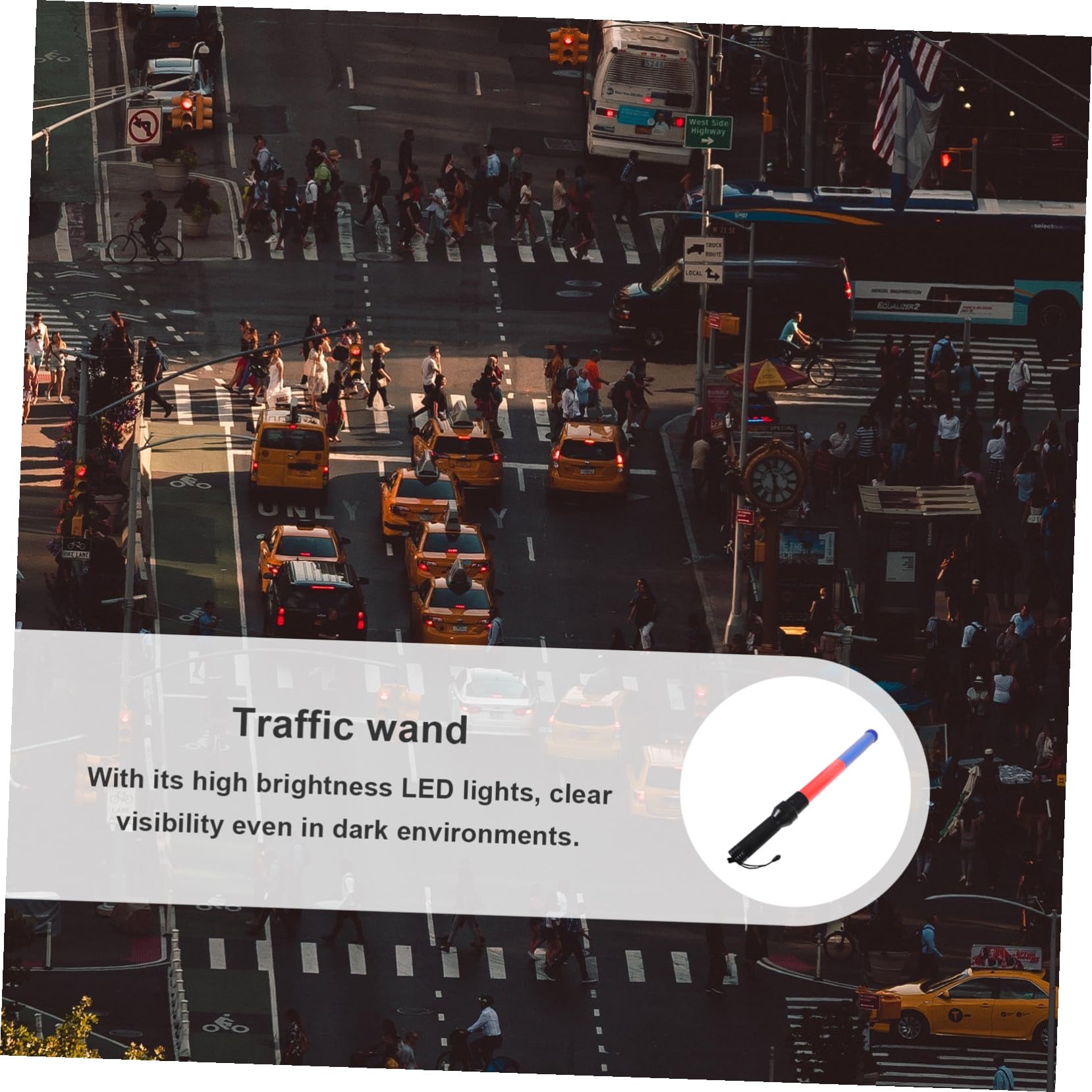 Bâton Lumineux de Trafic LED Haute Luminosité en Plastique 54cm pour Contrôle de Circulation et Événements Communautaires Rouge et Bleu