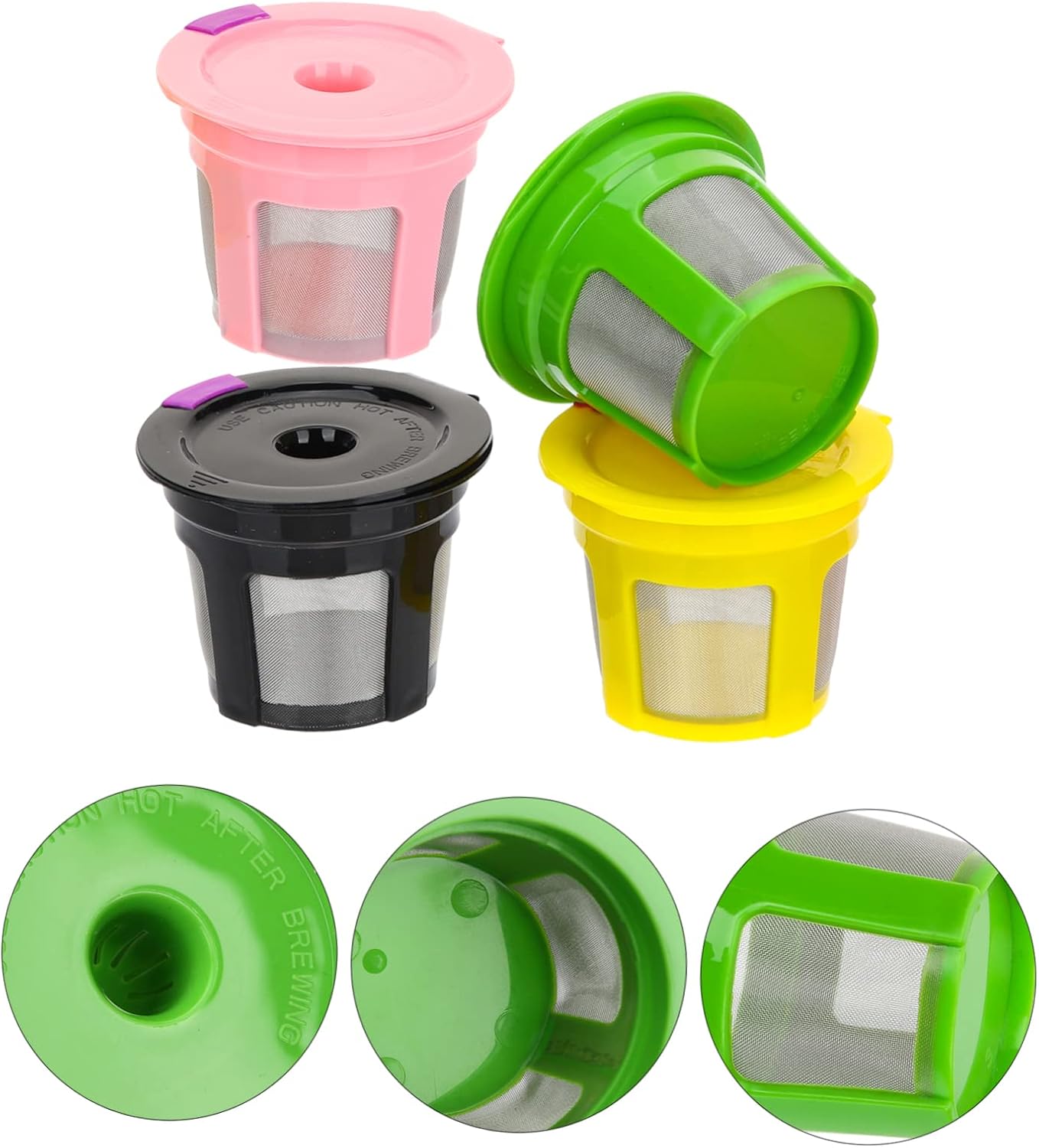 Balacoo 5sets Reusable Plastic Filter Dripper Strainer Espresso Filter Basket Machine Strainer Cup Easy to Fill Powder Capsule Reusable Cup 4pcs*5