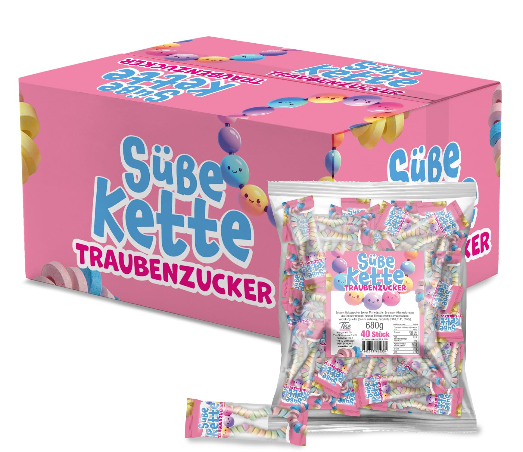 Tise Süsswaren Süße Ketten aus Traubenzucker 8x40 Stück (5440g)
