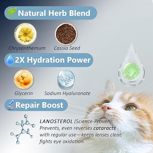 Miniatura 5 de Gotas para ojos de cataratas para perros y gatos y tratamiento de infecciones  Fórmula recomendada por veterinarios para tratamiento nublado, con