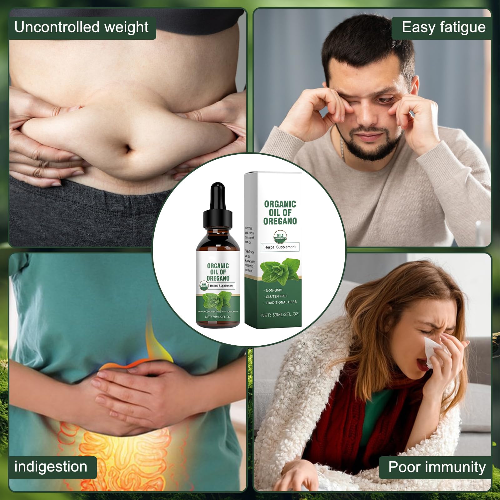 Olio di origano biologico 59 ml, olio di origano, adatto per bambini e adulti